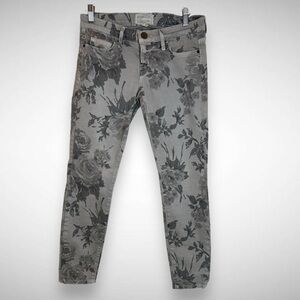 Current/Elliott Grey floral The Stiletto Ankle Skinny Jeans, 0- 26
